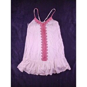 Lulus White Embroidered Sleeveless V-Neck Mini Dress Boho XS